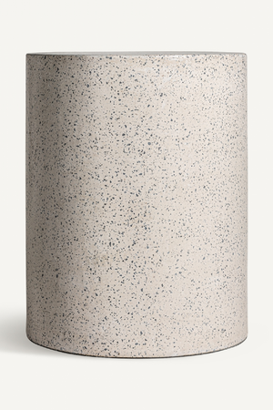   White Terrazzo Cylindrical Side Table | Oroa.com