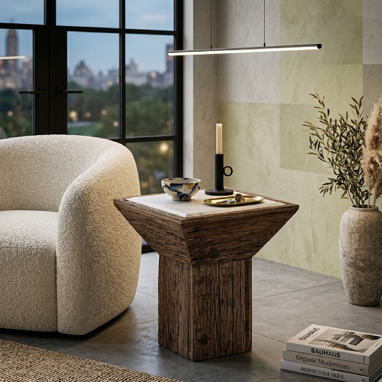   Rustic Pine Marble Side Table | Oroa.com