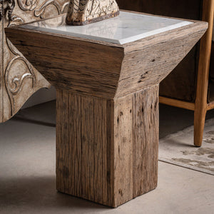   Rustic Pine Marble Side Table | Oroa.com