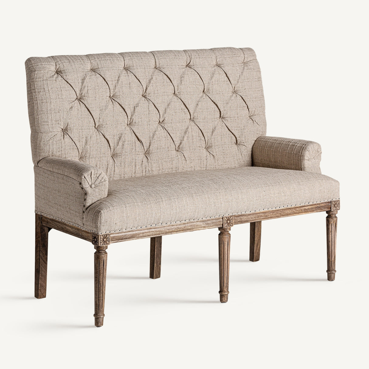   Beige Fabric Tufted Sofa | Oroa.com