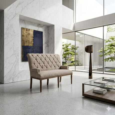   Beige Fabric Tufted Sofa | Oroa.com