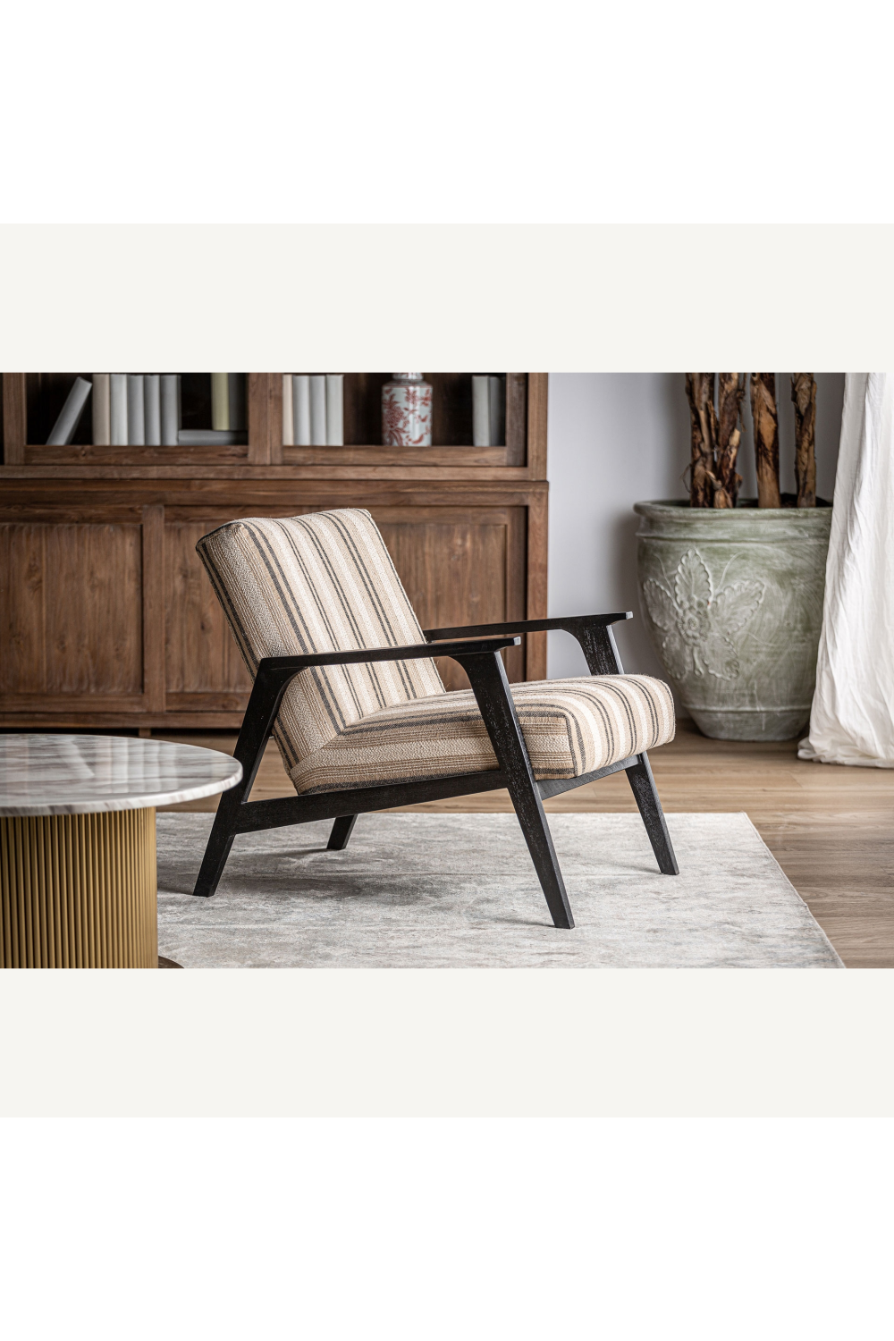 Beige Striped Lounge Armchair | Vical Home Nuk | Oroatrade.com