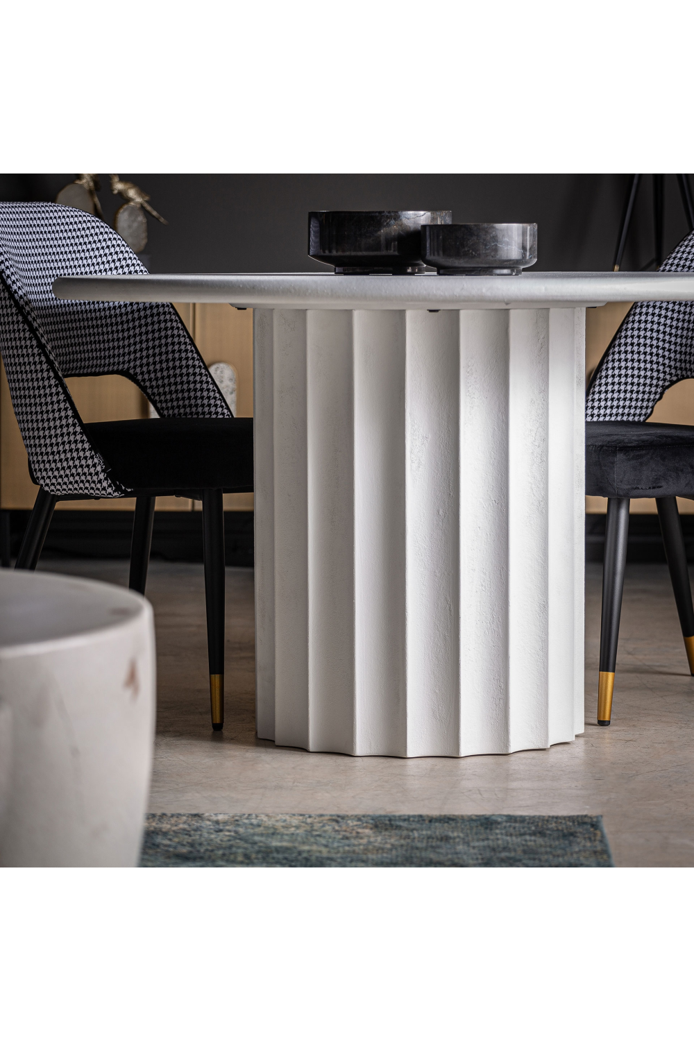 White Fluted Pedestal Dining Table | Vical Home Mulcey | Oroa.com