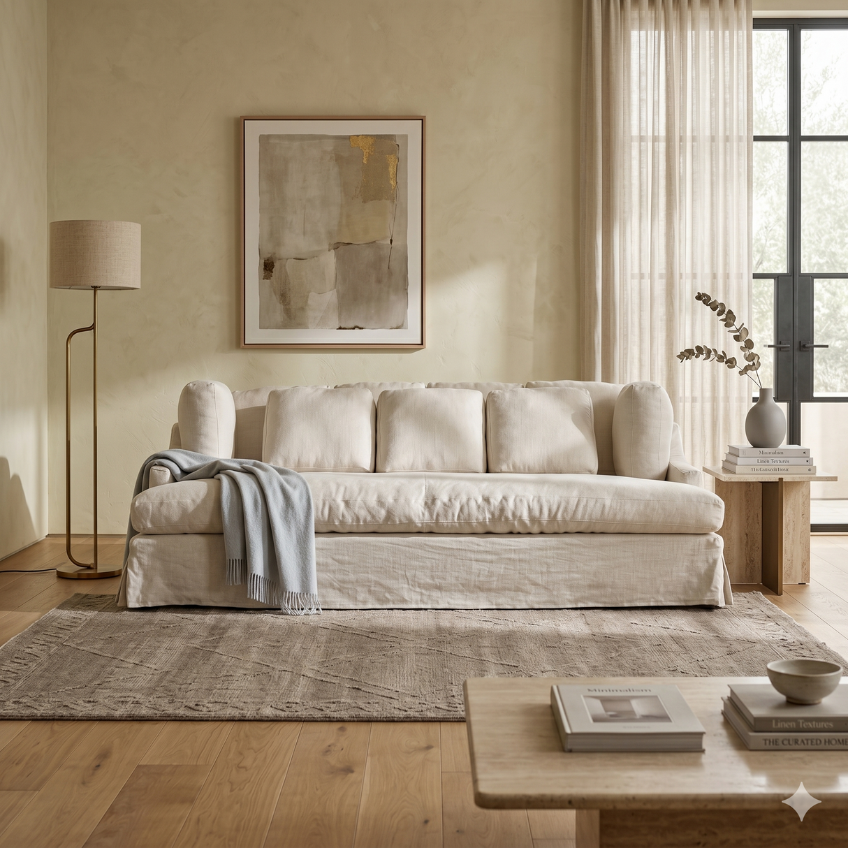   Cream Fabric Sofa | Oroa.com