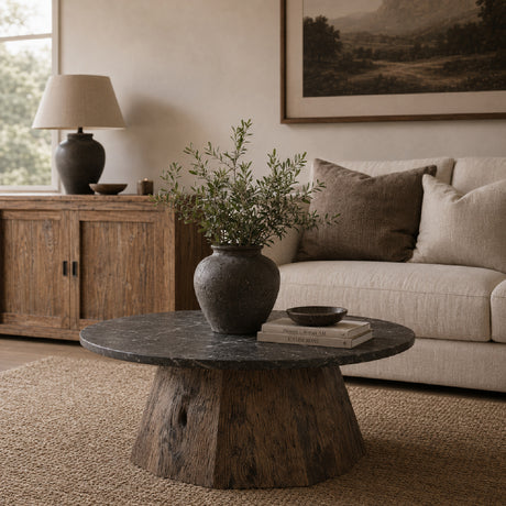   Brown Marble Round Coffee Table | Oroa.com