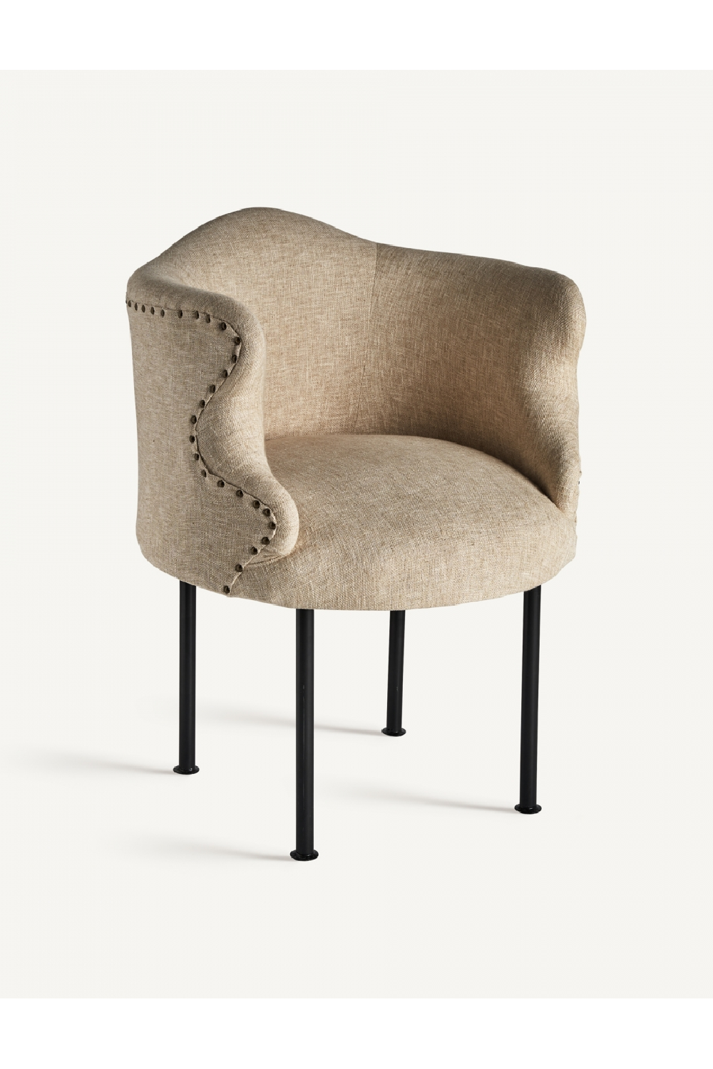 Studded Jute Beige Armchair | Vical Home Crovie | Oroatrade.com