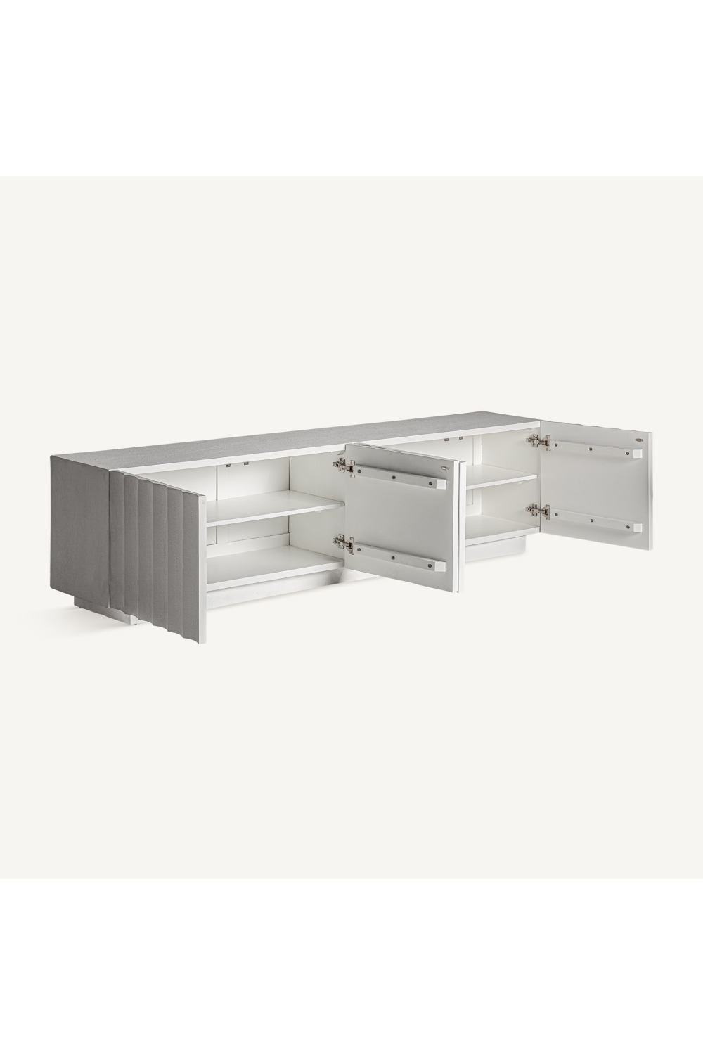 White Fluted 4-Door Media Unit | Vical Home Mulcey | Oroa.com