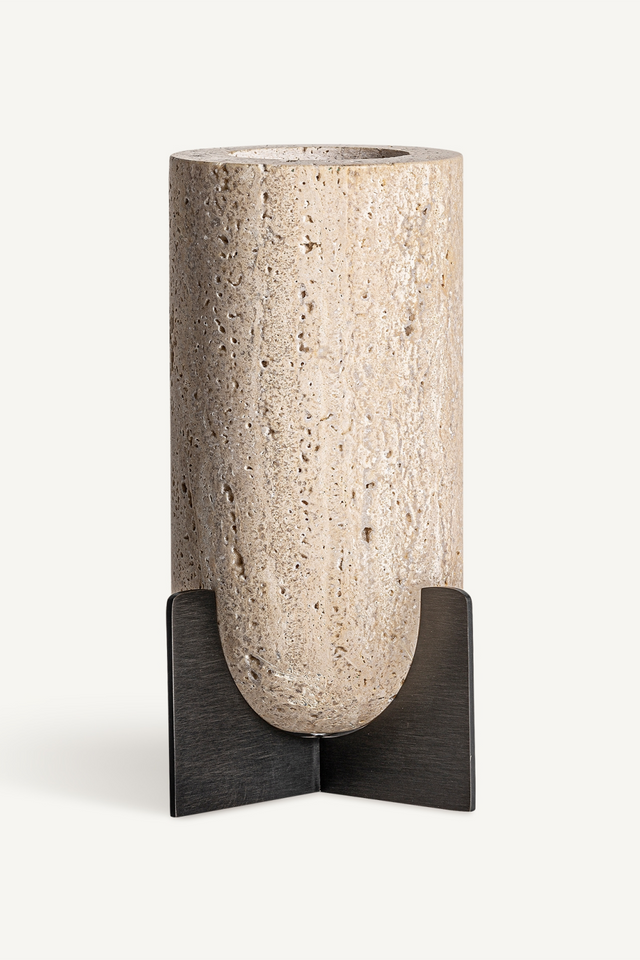 Beige Travertine Candle Holder | Vical Home Asher | Oroa.com