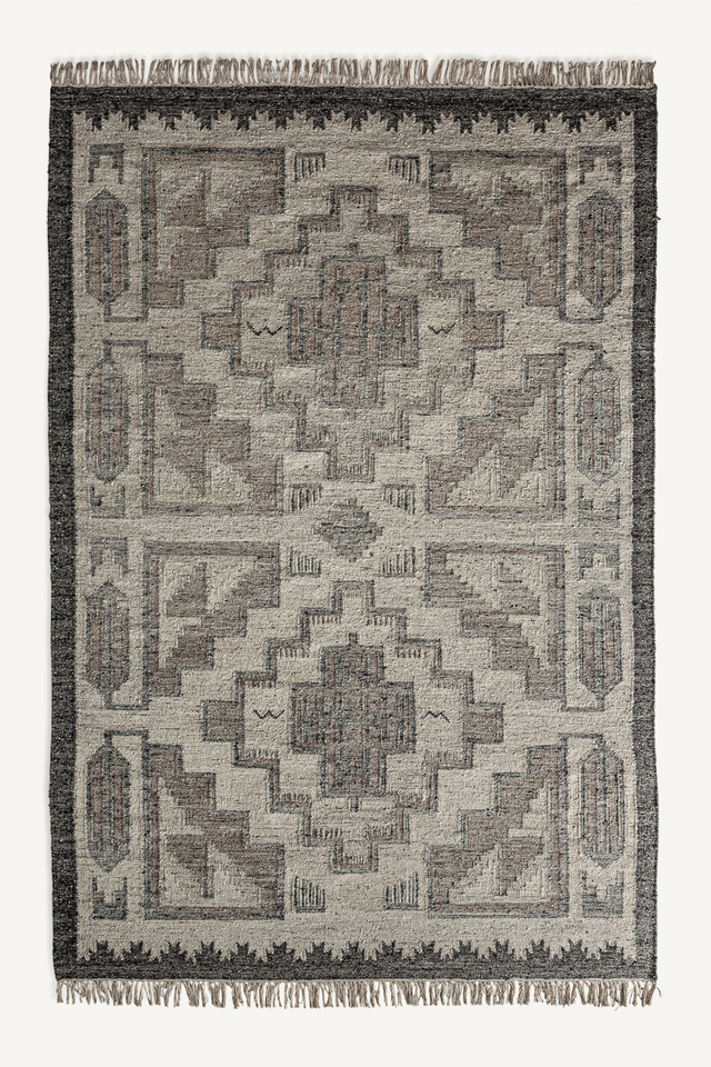 Gray Wool Fringed Rug 10' x 6'6" | Vical Home Kiara | Oroa.com