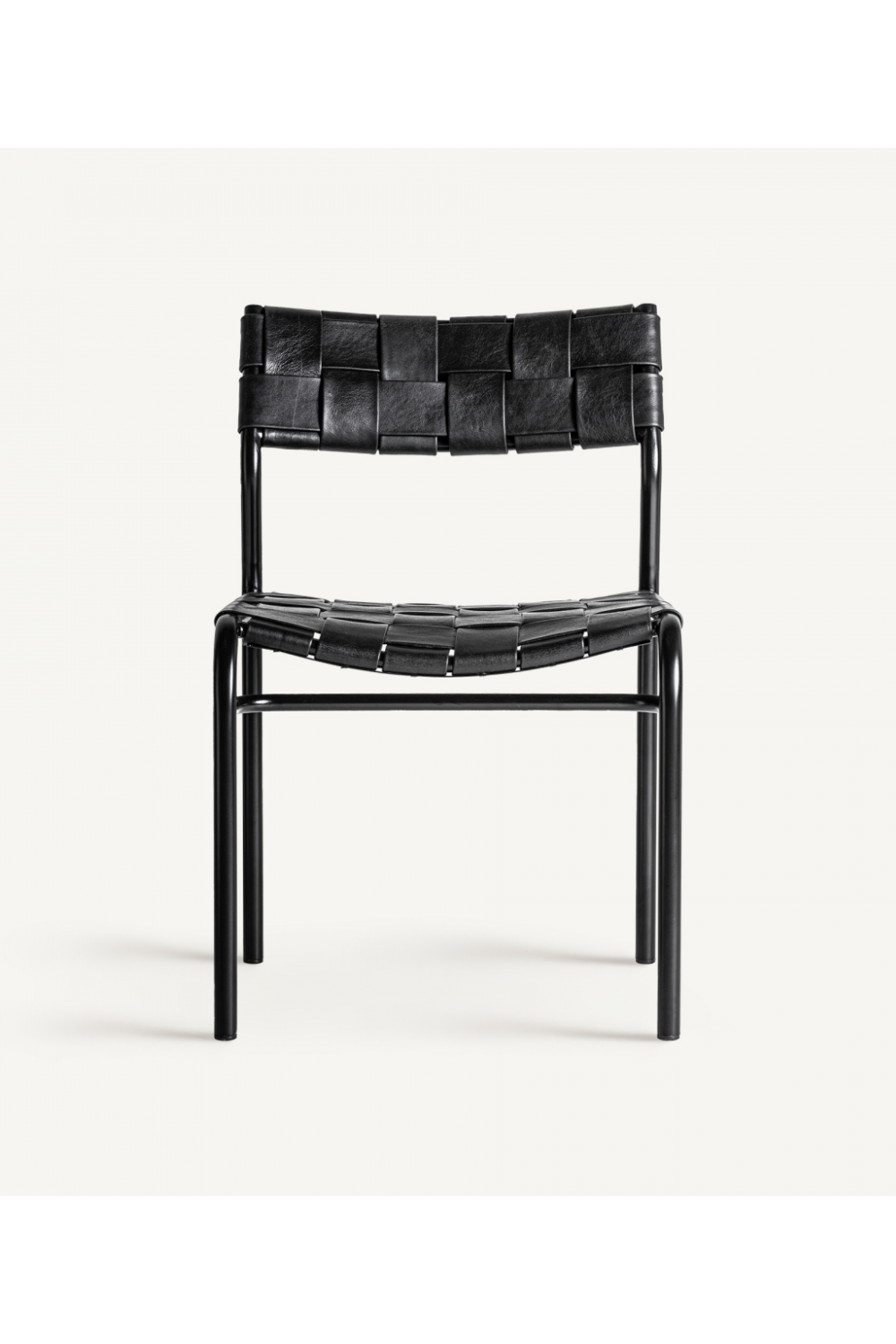Woven Black Leather Dining Chair (2) | Vical Home Franey | Oroa.com