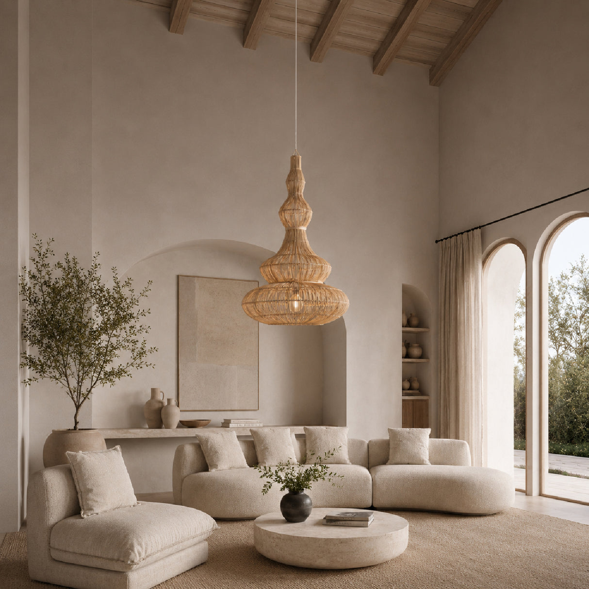   Rattan Boho Pendant Light | Oroa.com