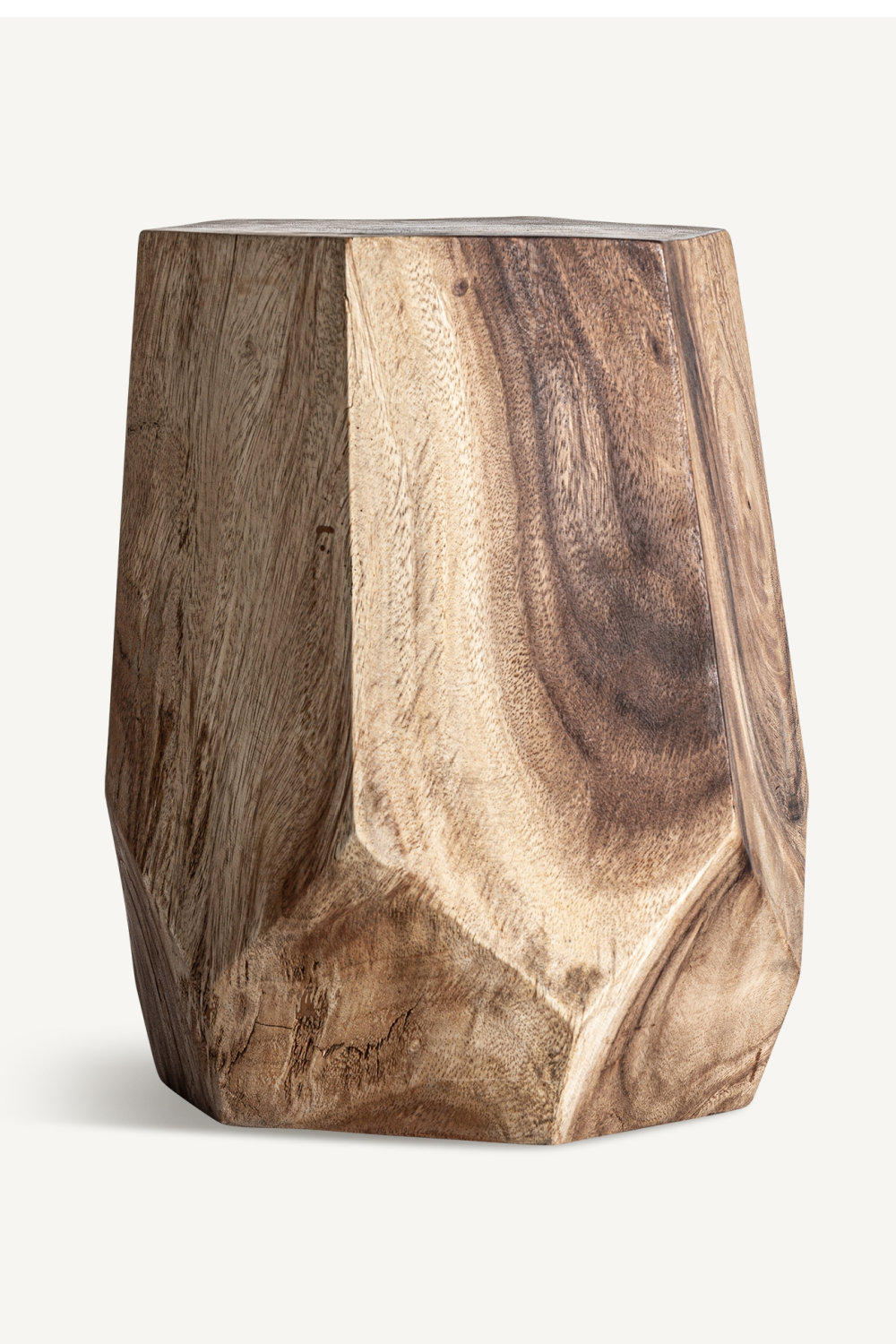 Faceted Suar Wood Side Table | Vical Home Rimini | Oroa.com