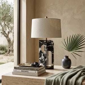   White Cotton Marble Table Lamp | Oroa.com