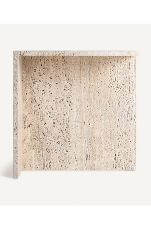   Beige Travertine Side Table | Oroa.com