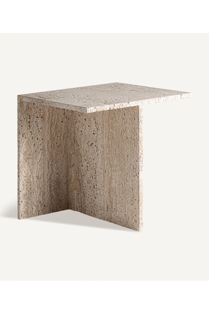  Beige Travertine Side Table | Oroa.com