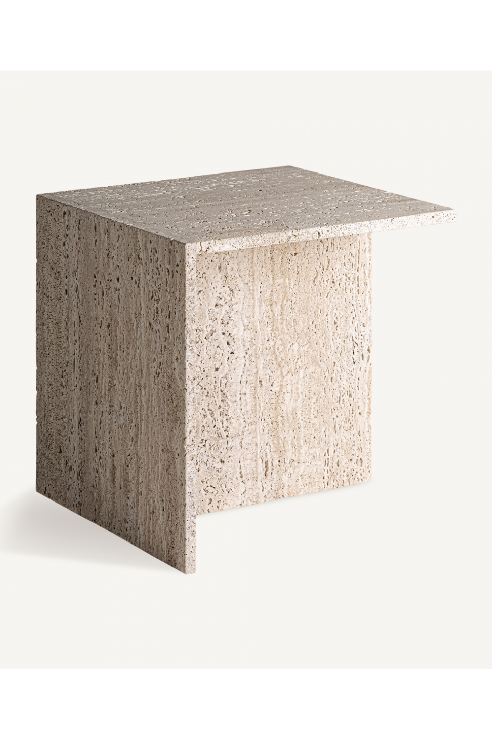   Beige Travertine Side Table | Oroa.com