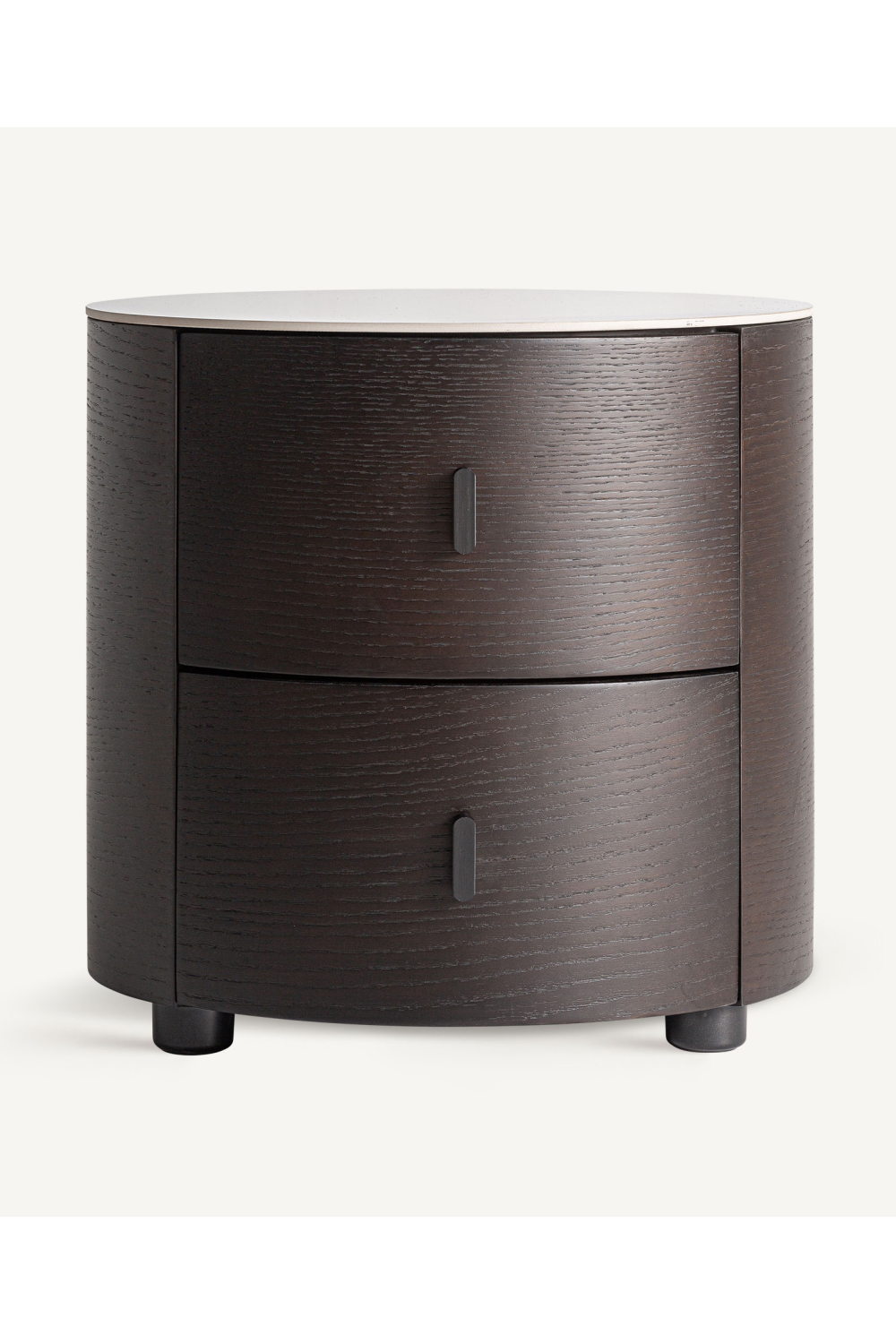 Brown Cylindrical 2-Drawer Nightstand | Vical Home Renchen | Oroa.com