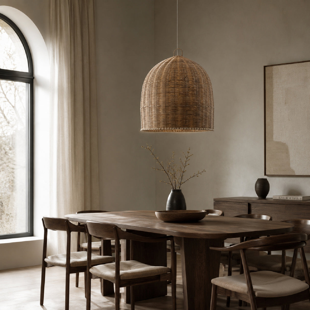   Woven Brown Rattan Pendant Lamp | Oroa.com