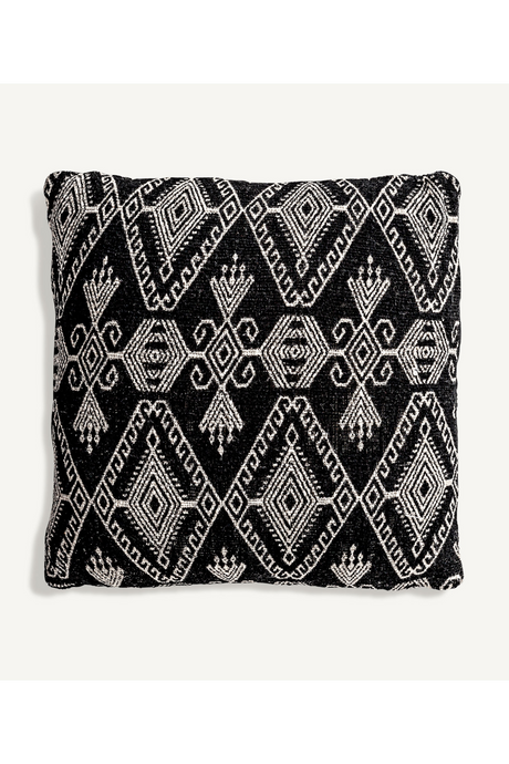 Black Cotton Printed Cushion | Vical Home Cleoa | Oroa.com