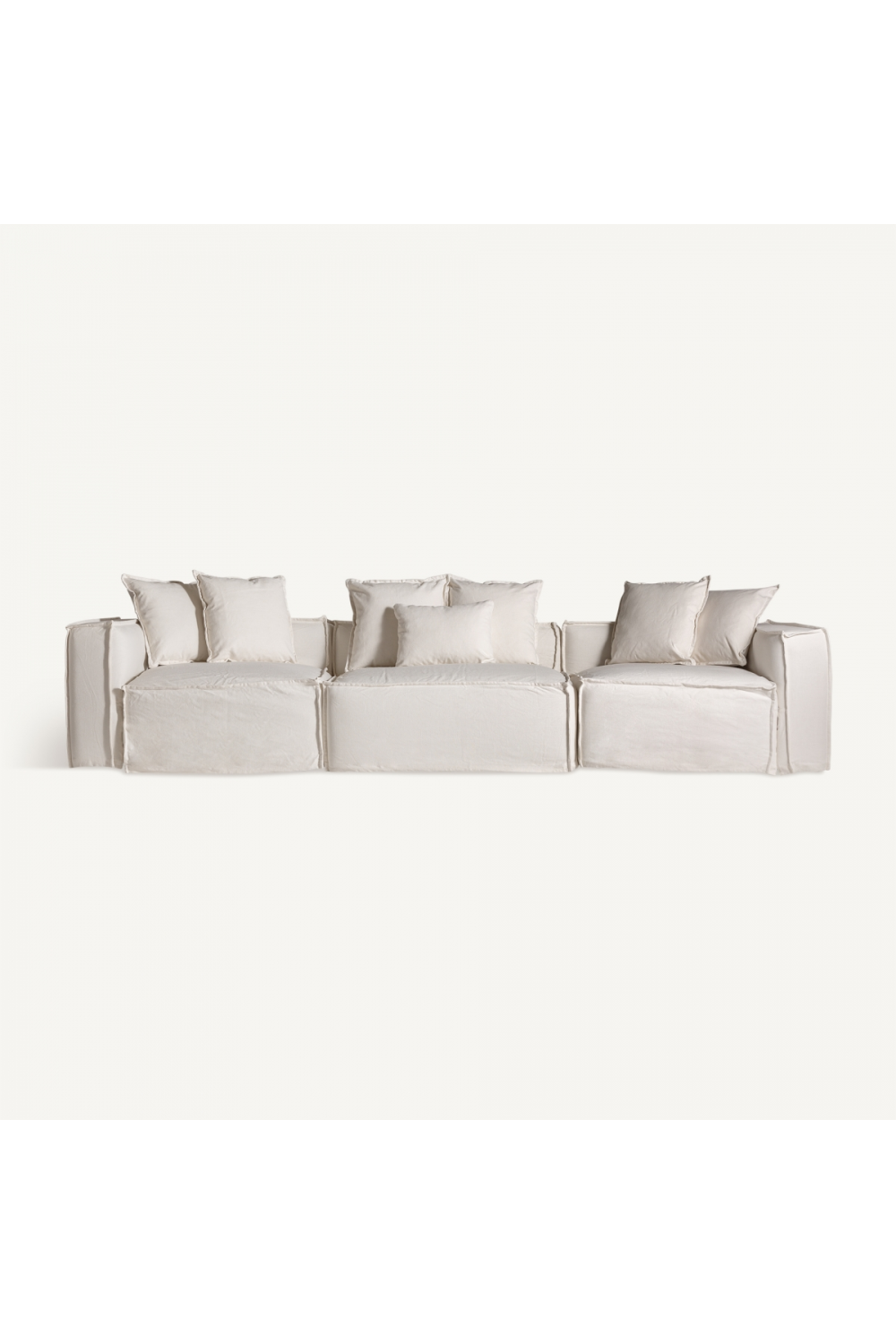 White Cotton Flanged Central Sofa | Vical Home Virolle | Oroa.com