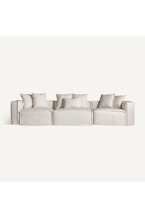 White Cotton Flanged Central Sofa | Vical Home Virolle | Oroa.com