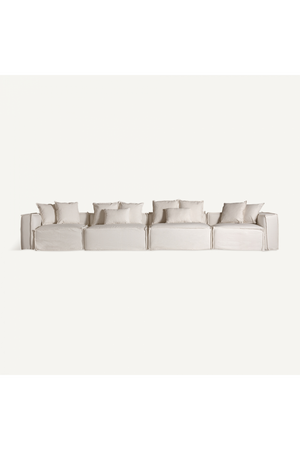 White Cotton Flanged Central Sofa | Vical Home Virolle | Oroa.com