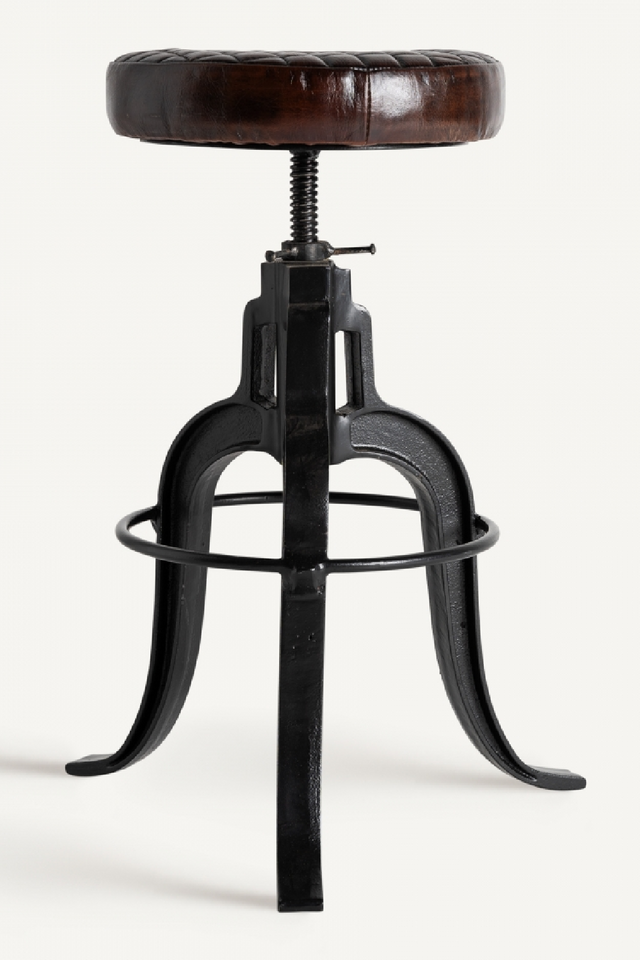 Brown Leather Vintage Stool | Vical Home Ripley | Oroa.com