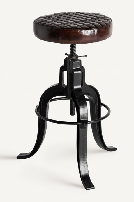 Brown Leather Vintage Stool | Vical Home Ripley | Oroa.com