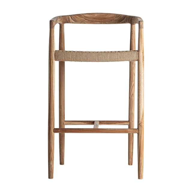 Modern European furniture - Brown Teak Curved Counter Stool - www.oroa.com