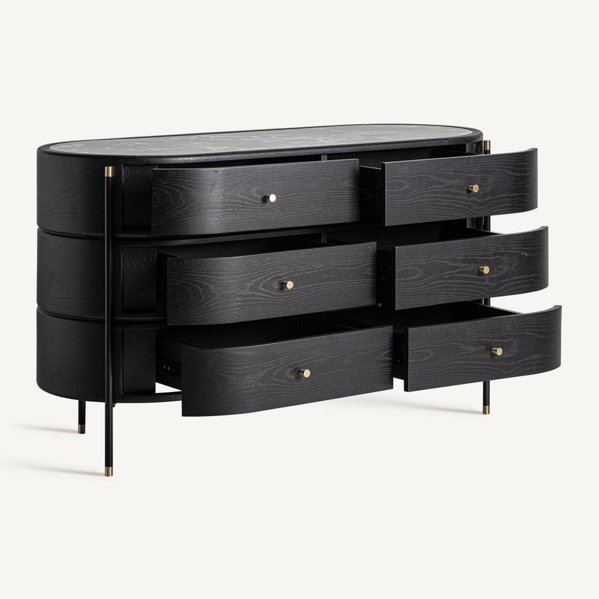   Black 6-Drawer Chest | Oroa.com