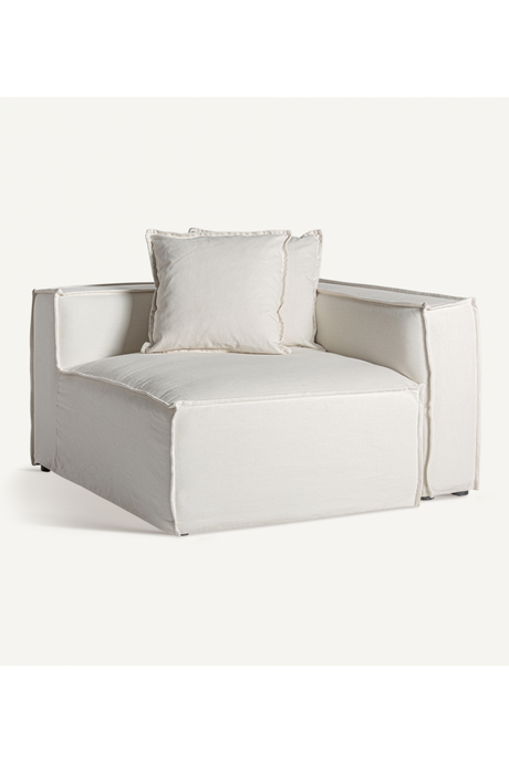 White Linen Right Corner Sofa | Vical Home Virolle | Oroa.com