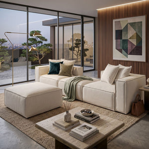   White Linen Left Corner Sofa | Oroa.com