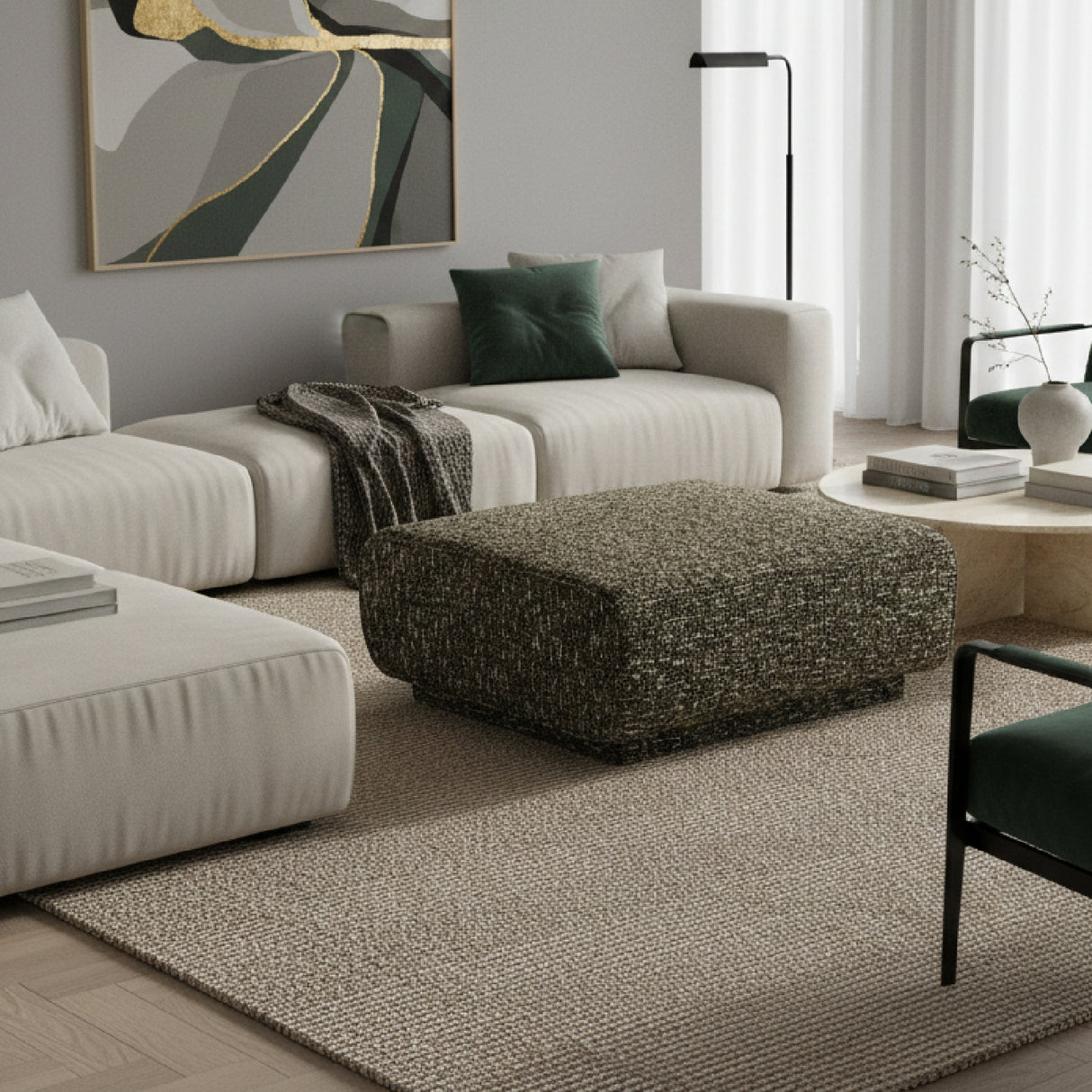   Green Marbled Ottoman | Oroa.com