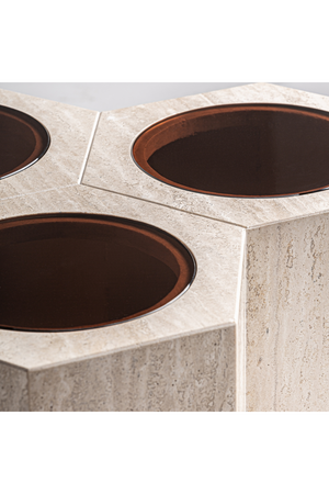   Triple Hexagon Travertine Side Table | Oroa.com