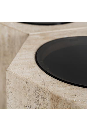   Triple Hexagon Travertine Side Table | Oroa.com