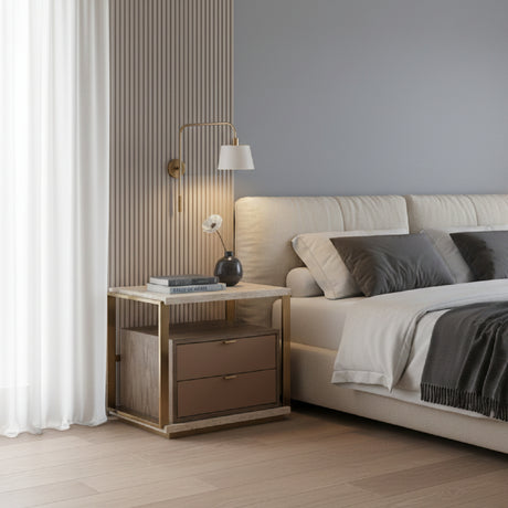   Gold 2-Drawer Bedside Table | Oroa.com