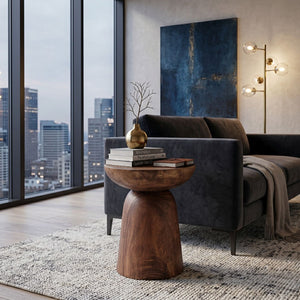   Suar Wood Round Side Table | Oroa.com
