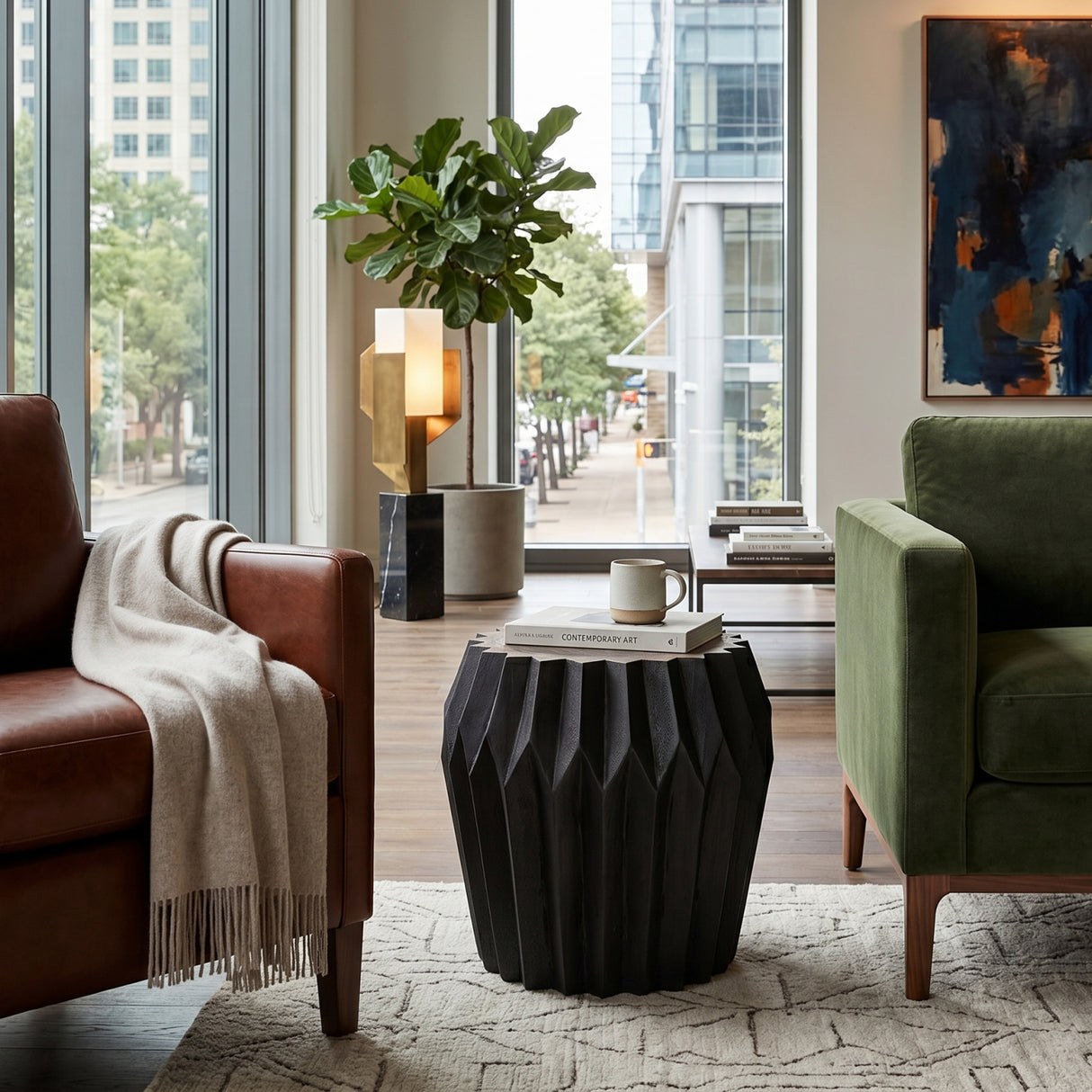   Black Wooden Faceted Side Table | Oroa.com