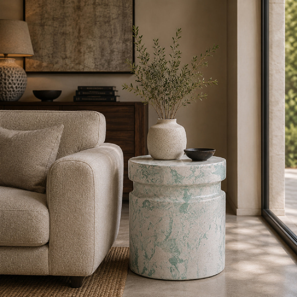   Green Swirl Terrazzo Side Table | Oroa.com