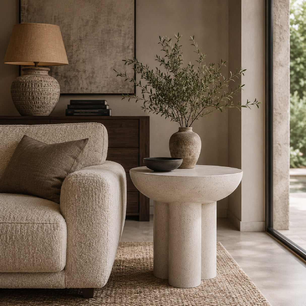   White Terrazzo Round Side Table | Oroa.com