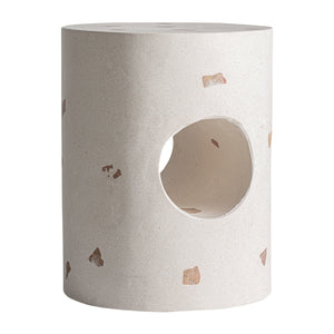  White Terrazzo Cylindrical Side Table | Oroa.com