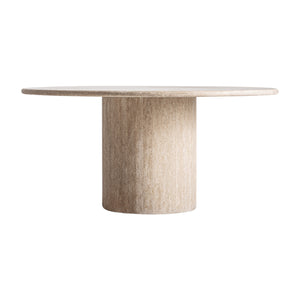   Beige Travertine Round Dining Table | Oroa.com