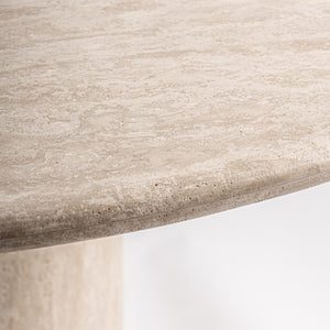  Beige Travertine Round Dining Table | Oroa.com