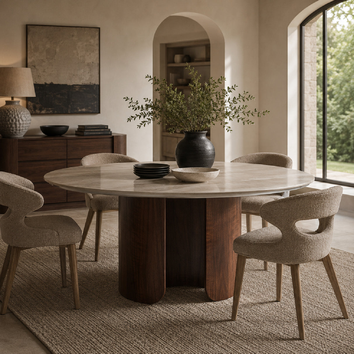   Round White Porcelain Dining Table | Oroa.com