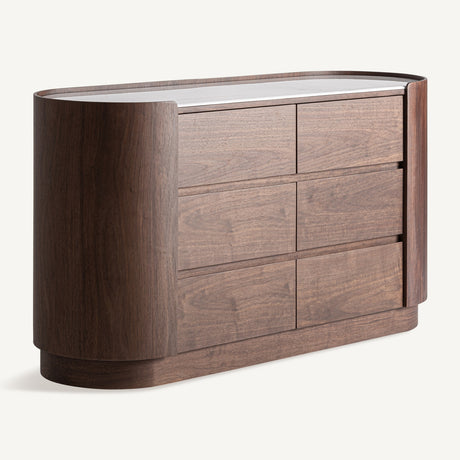   Modern European furniture - Brown Oak Veneer 6-Drawer Chest - www.oroa.com | Oroa.com
