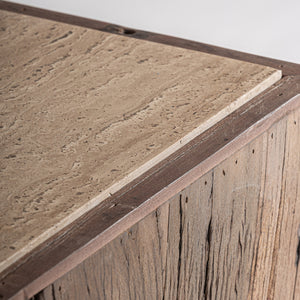   Aged Wood Travertine Side Table | Oroa.com