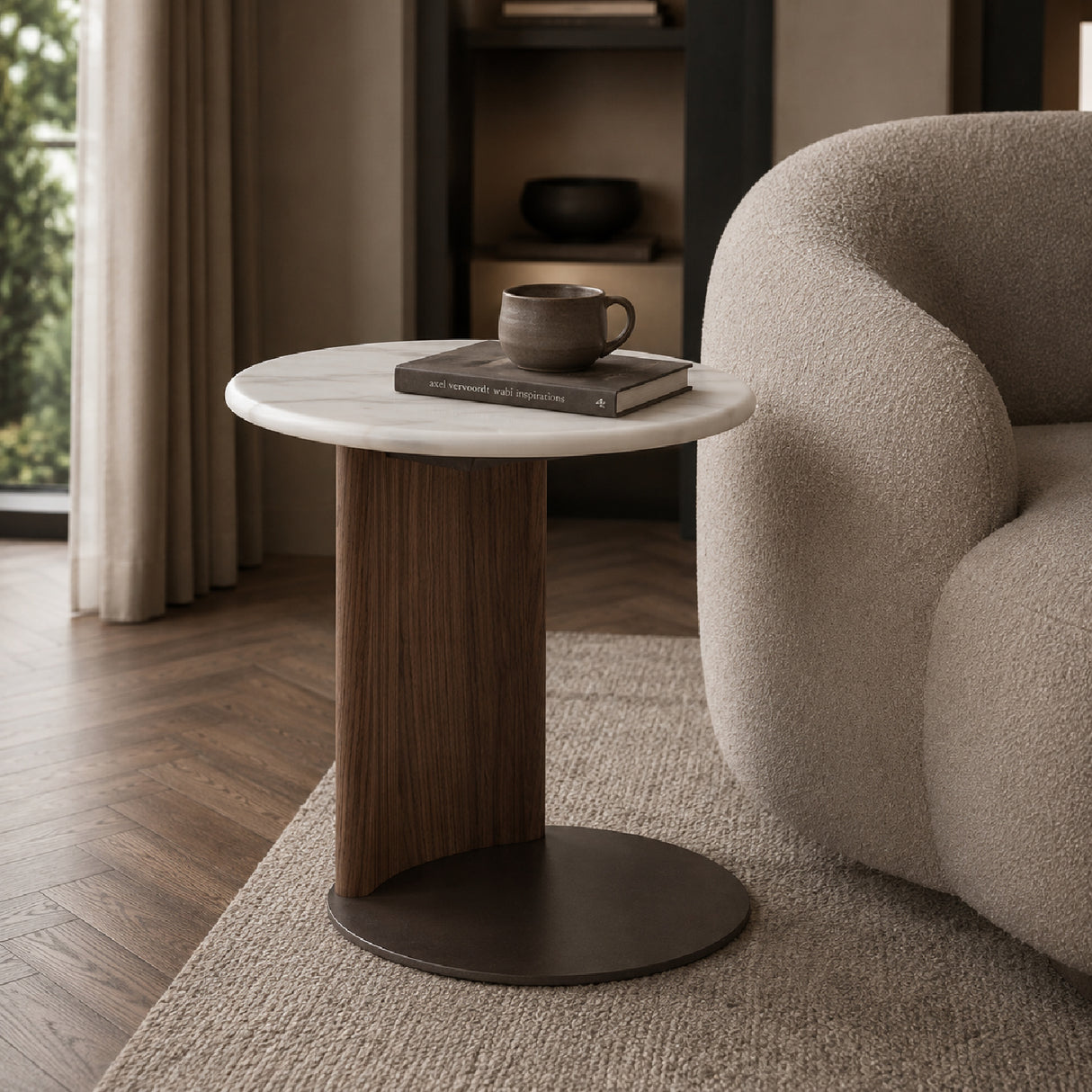   White Marble Round Side Table | Oroa.com