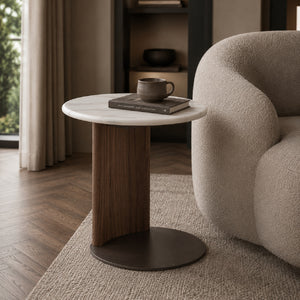   White Marble Round Side Table | Oroa.com