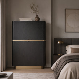   Black Wooden 4-Door Wardrobe | Oroa.com