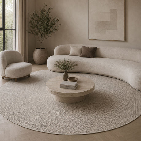   Gray Viscose Round Carpet | Oroa.com